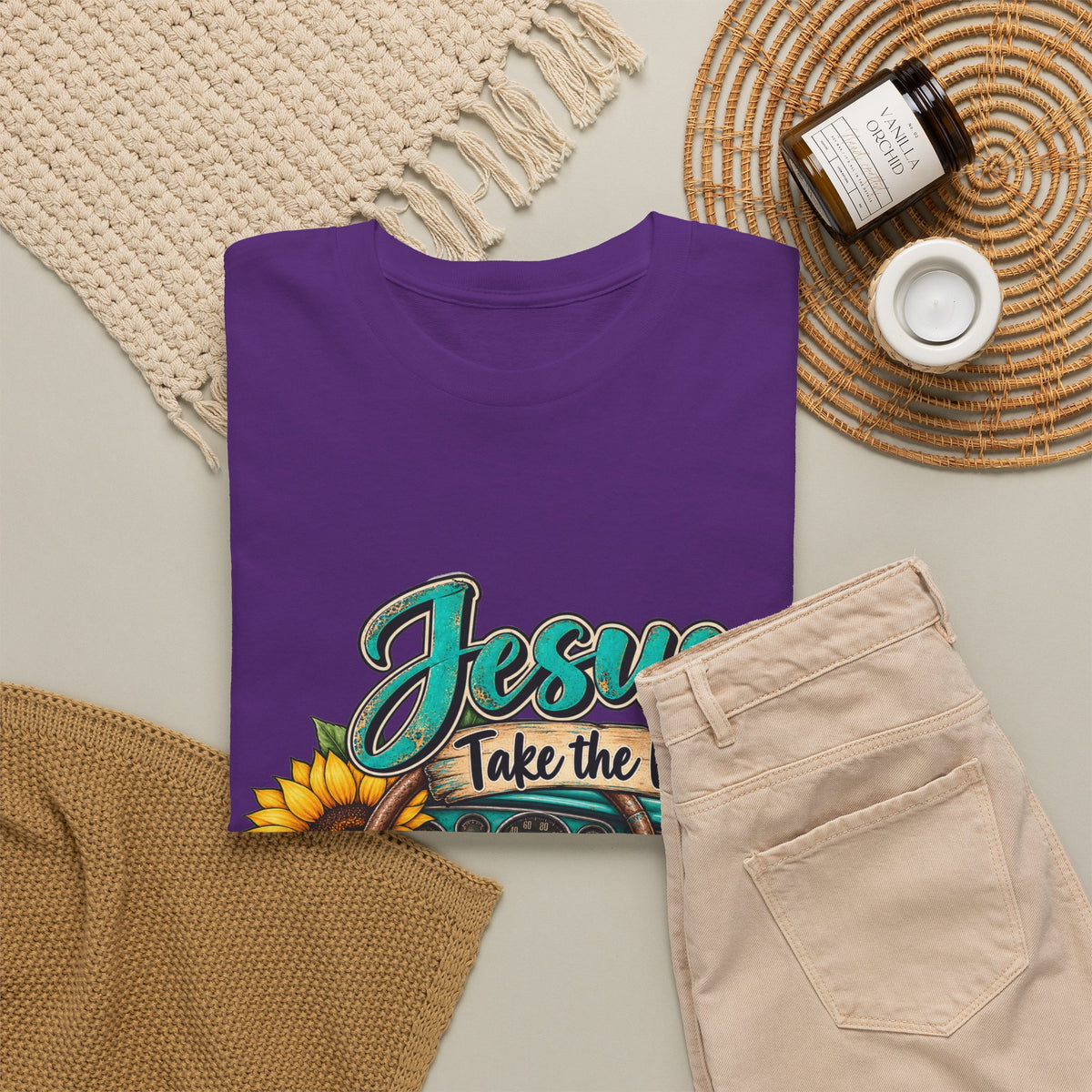 Jesus Take the Wheel T-Shirt – Sunflower Steering Wheel Christian Tee