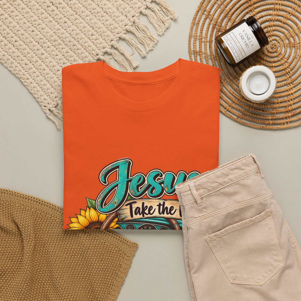 Jesus Take the Wheel T-Shirt – Sunflower Steering Wheel Christian Tee