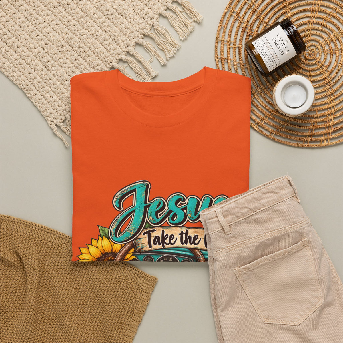 Jesus Take the Wheel T-Shirt – Sunflower Steering Wheel Christian Tee