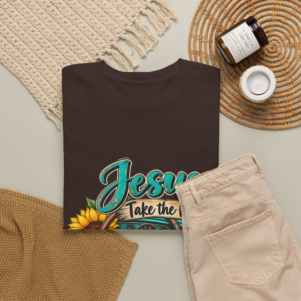 Jesus Take the Wheel T-Shirt – Sunflower Steering Wheel Christian Tee
