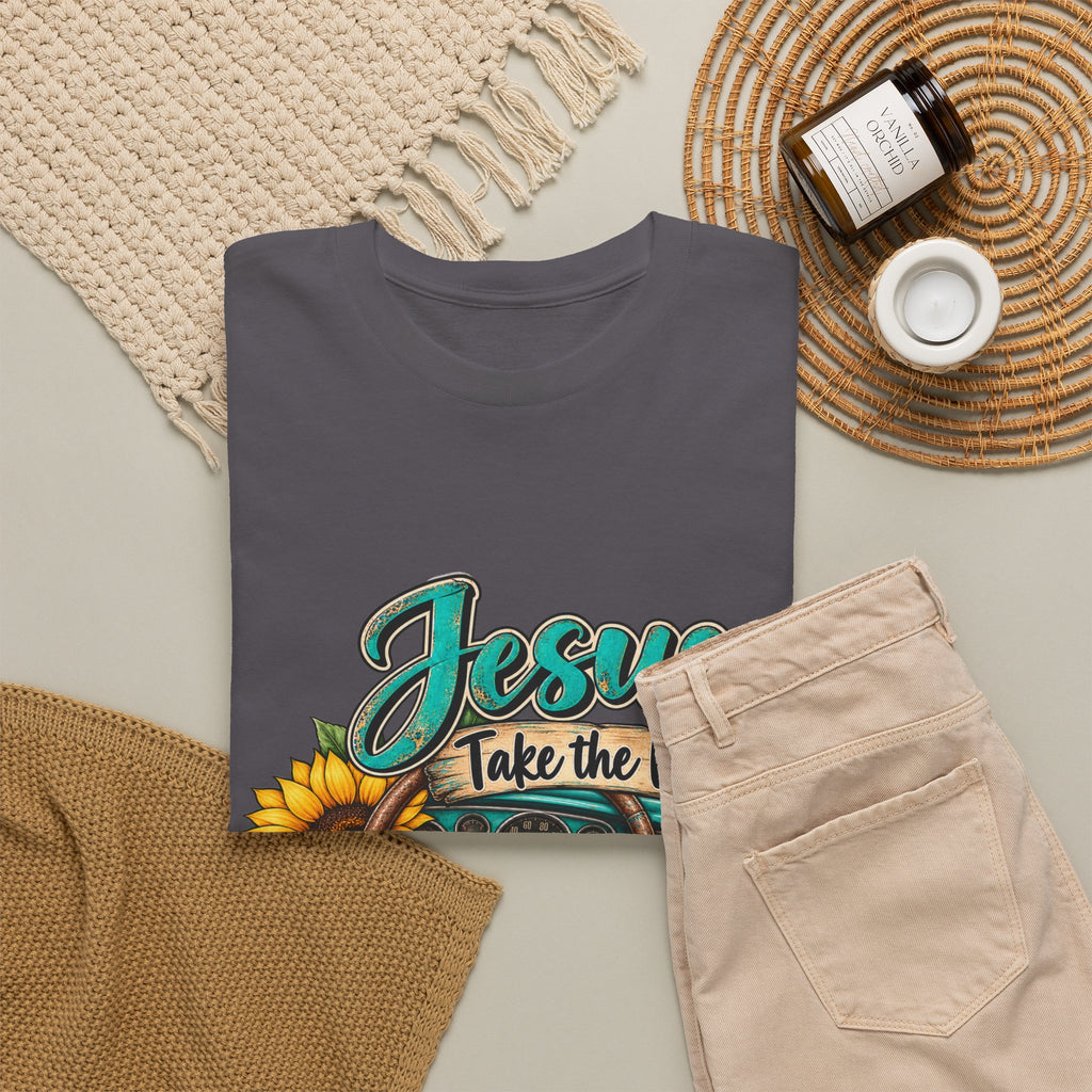 Jesus Take the Wheel T-Shirt – Sunflower Steering Wheel Christian Tee