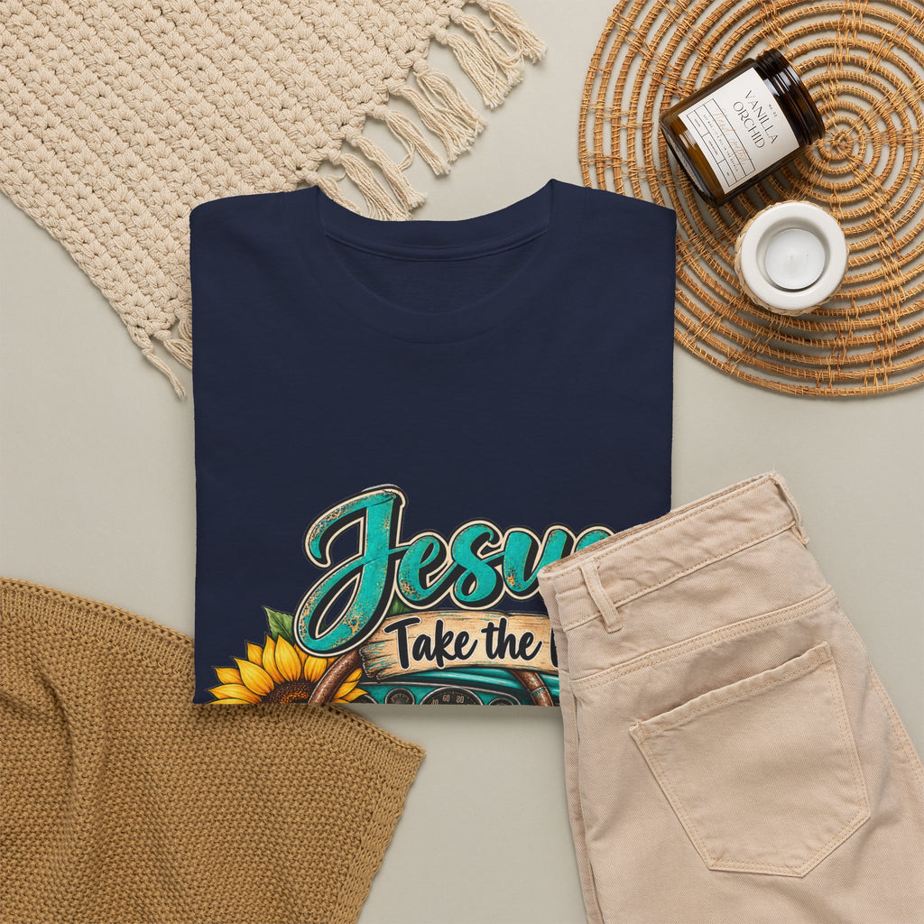 Jesus Take the Wheel T-Shirt – Sunflower Steering Wheel Christian Tee