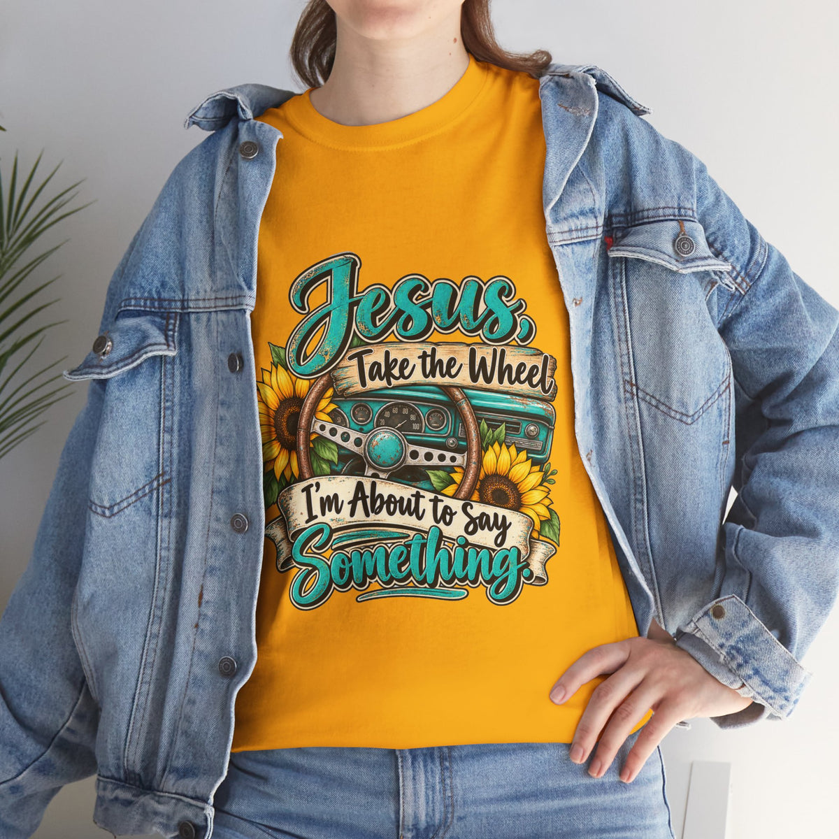 Jesus Take the Wheel T-Shirt – Sunflower Steering Wheel Christian Tee