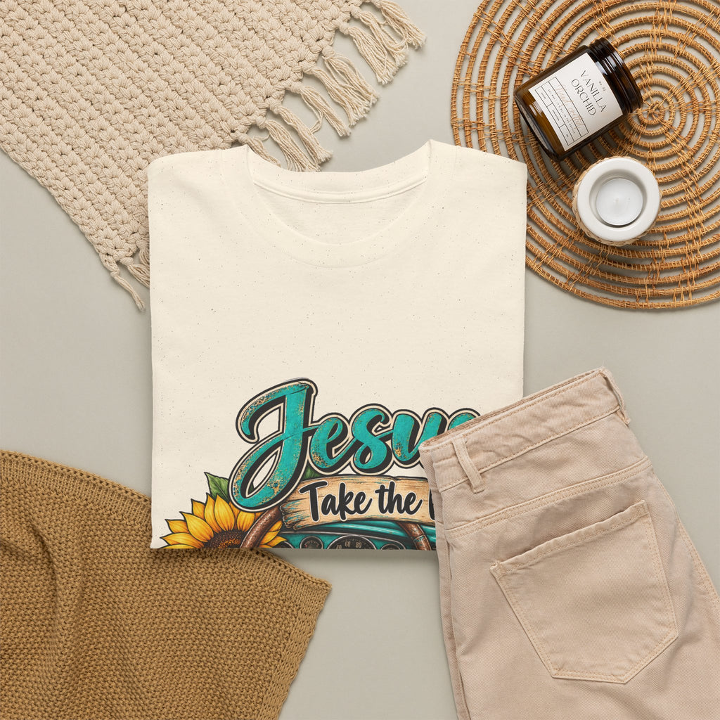 Jesus Take the Wheel T-Shirt – Sunflower Steering Wheel Christian Tee