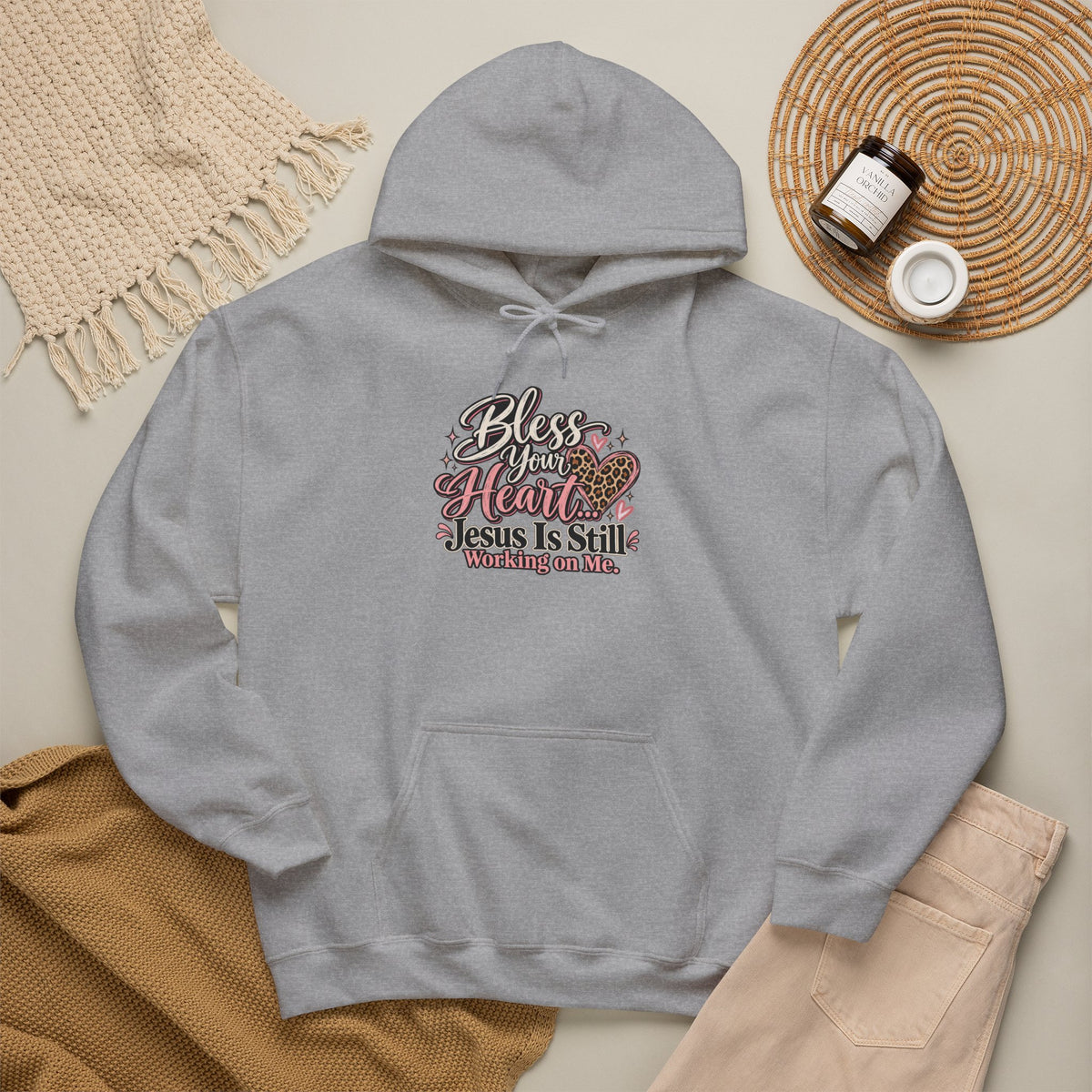 Bless Her Heart Hoodie - "Jesus Is Still Working on Me" Christian Pullover