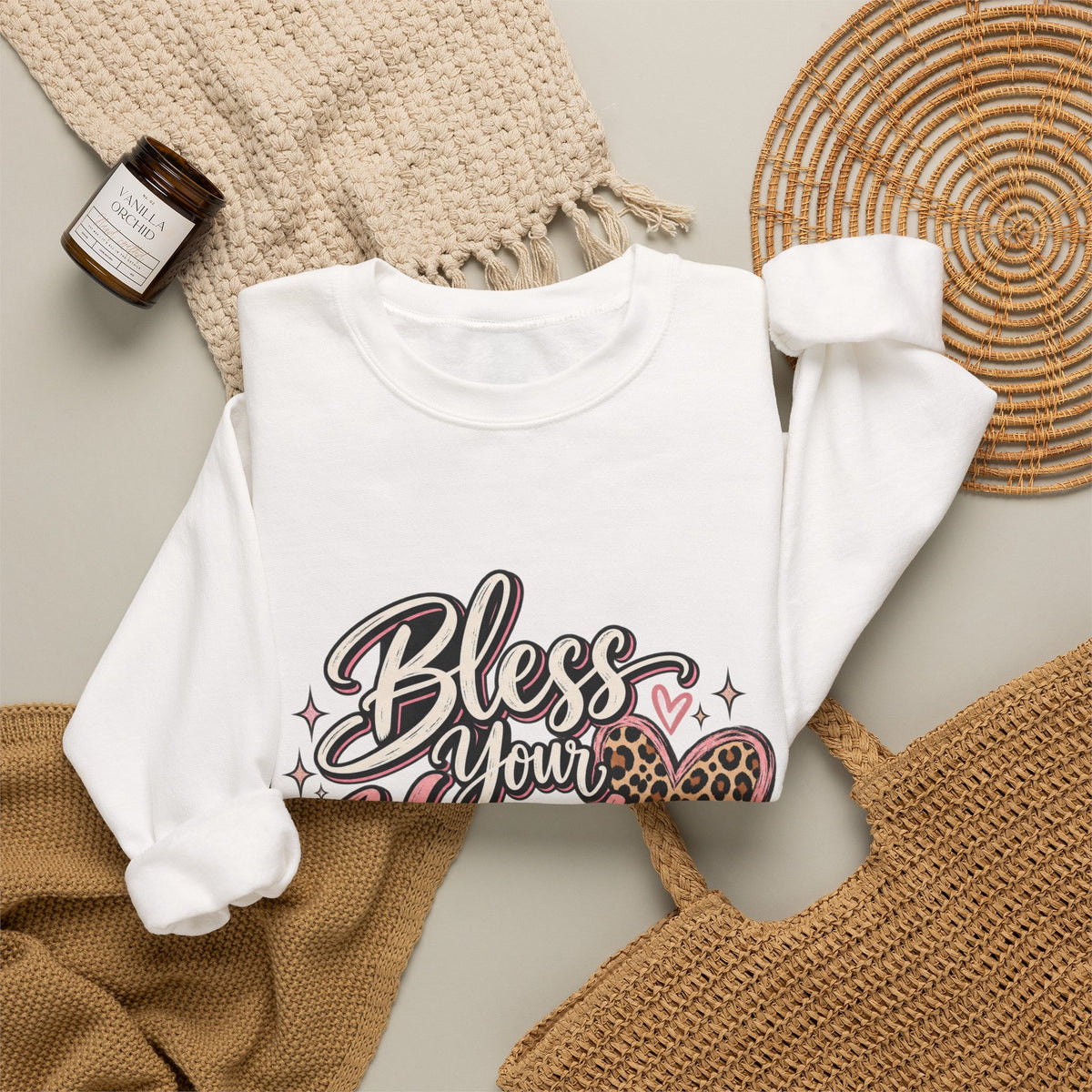 Bless Your Heart Crewneck Sweatshirt — "Jesus Is Still Working On Me" Christian Pullover
