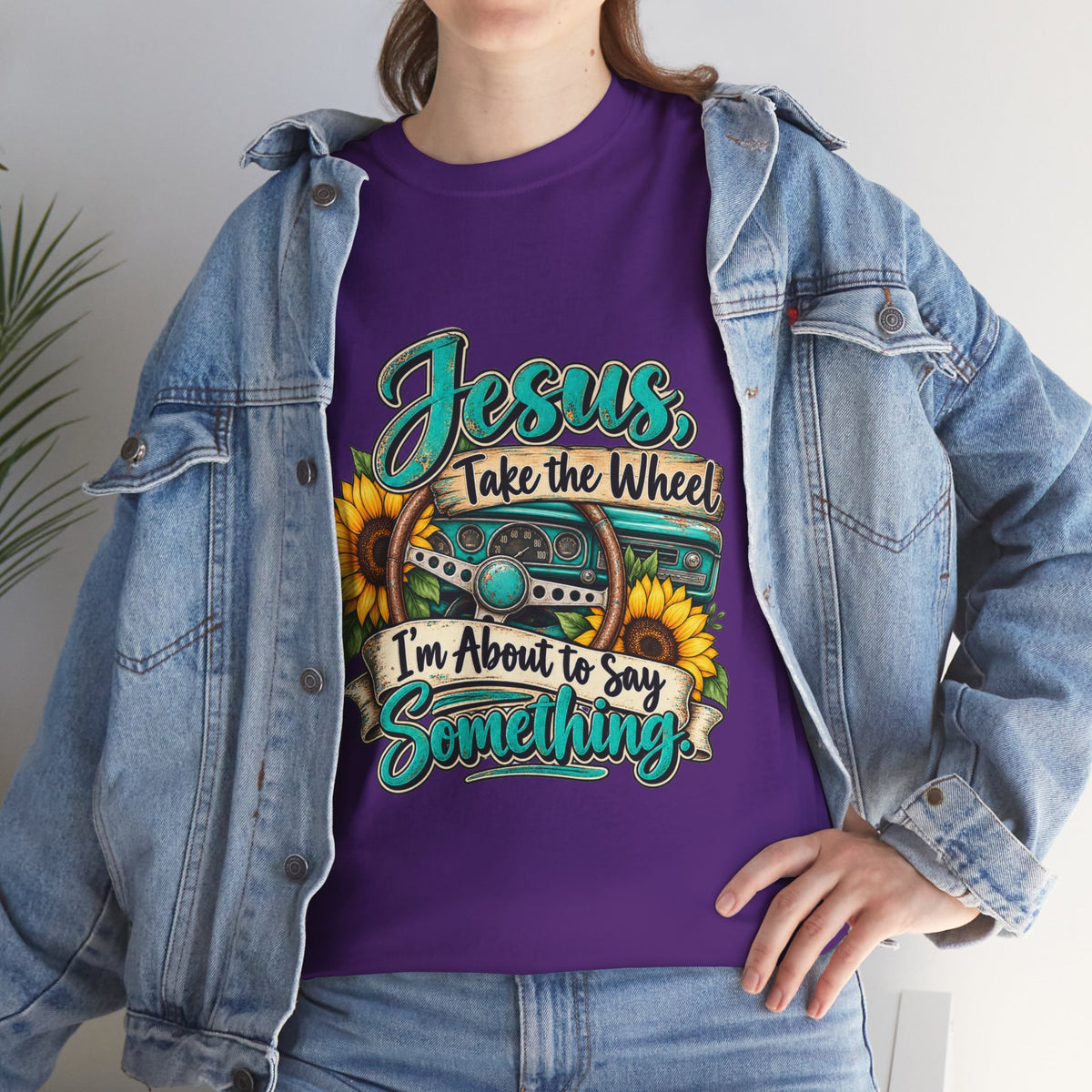 Jesus Take the Wheel T-Shirt – Sunflower Steering Wheel Christian Tee